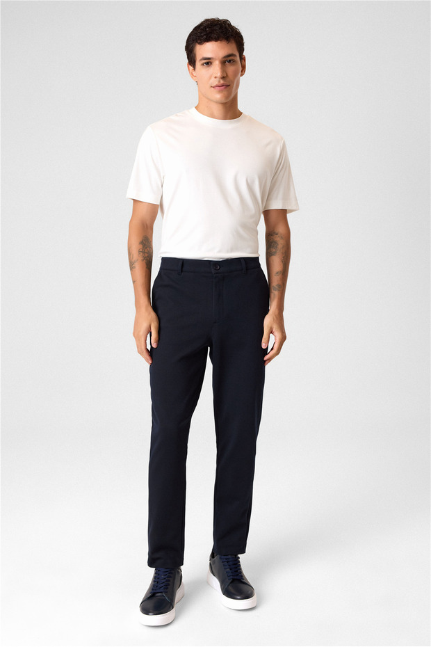 Regular Fit Diagonel Navy Blue Jogger Pants