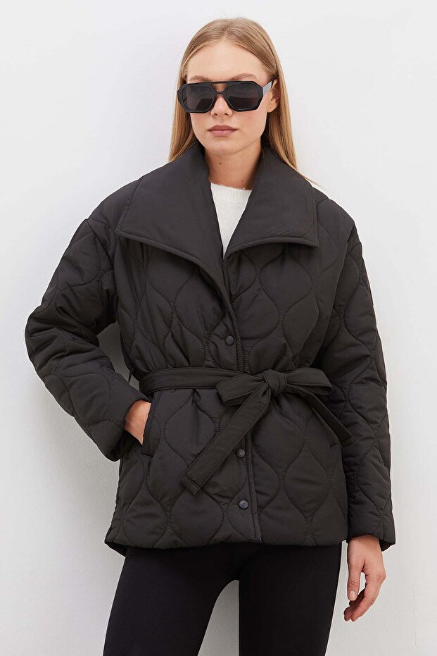 Waterway Patterned Belted Quilted Coat