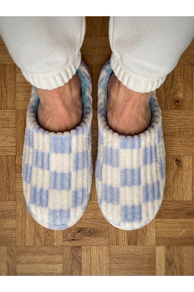 Double Colored Corduroy Comfortable Men's House Slippers