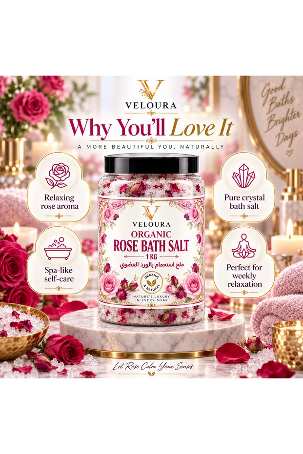 ORGANIC ROSE SUGAR SCRUB ICECREAM 1KG – LUXURIOUS EXFOLIATING BODY, HAND & FOOT SCRUB