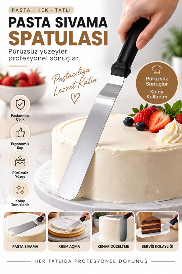 Oblique oval tip cake spreading spatula, black, high quality, durable and practical