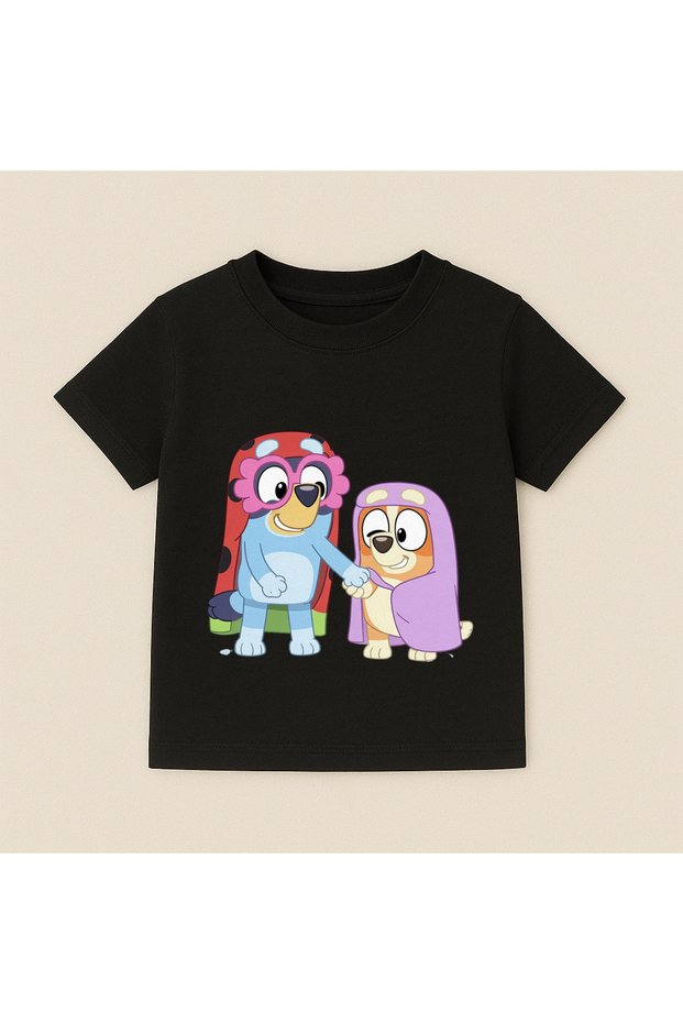 Bluey Costume Printed Kids T-Shirt 100% Cotton Black