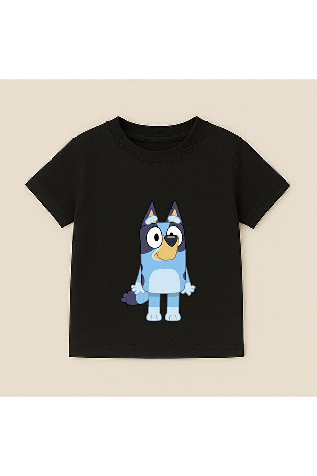 Bluey Printed Children's T-Shirt 100% Cotton Black