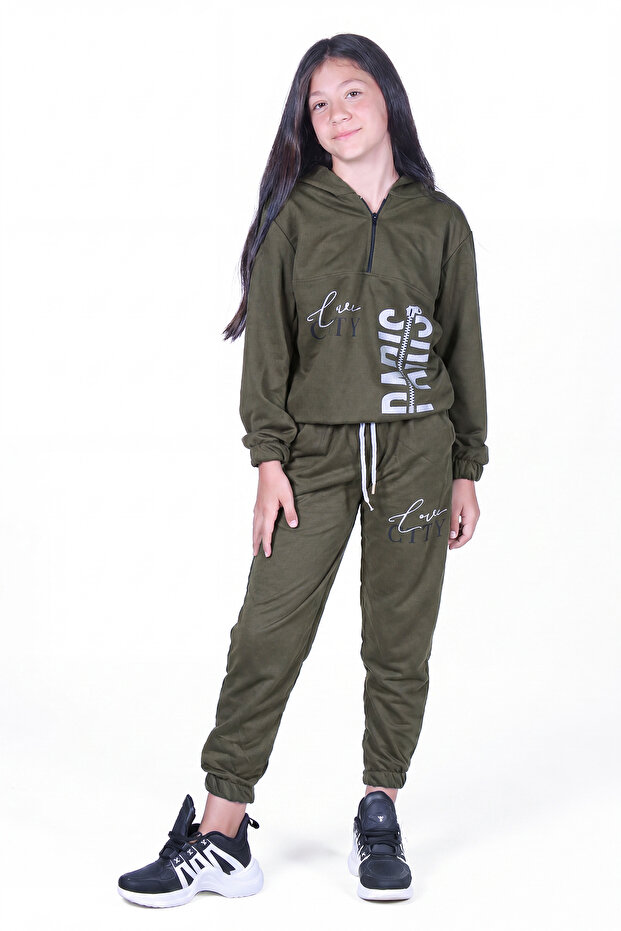 Girl's Love City Printed Zippered Tracksuit Set