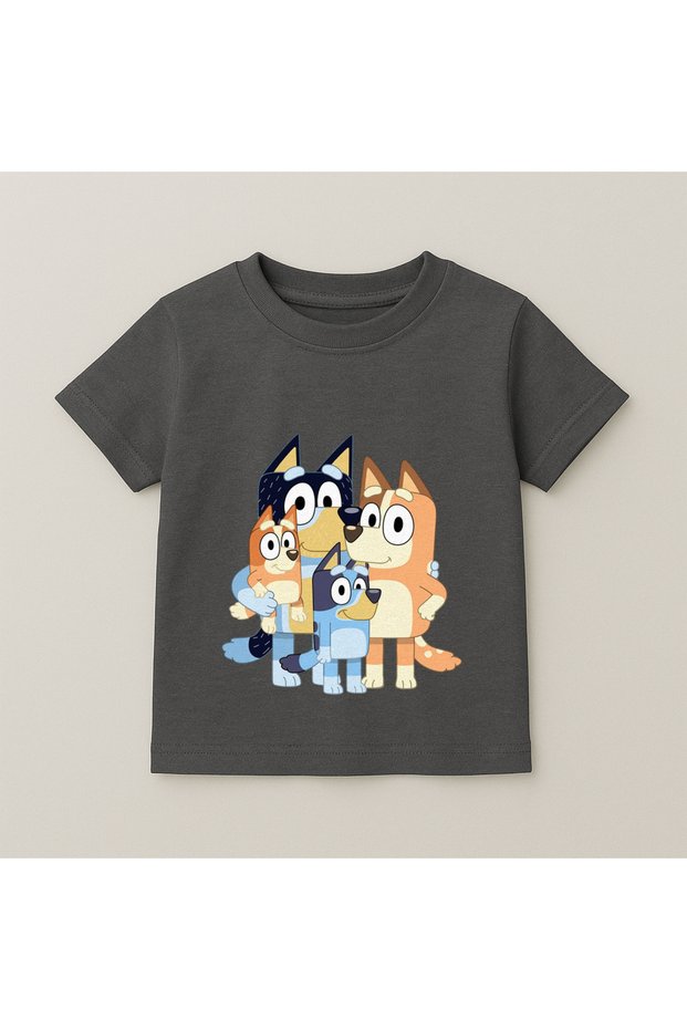 Bluey Family Printed Kids T-Shirt 100% Cotton Smoked