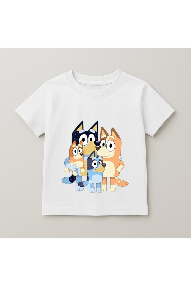 Bluey Family Printed Kids T-Shirt 100% Cotton White