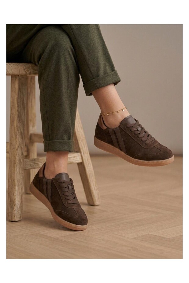 Kemal Aygün-Venus Retro Style Genuine Suede Leather Lace-Up Sneaker Casual Shoes