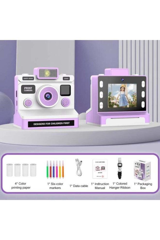 Kids Instant Print Camera | 2.4" Screen HD Digital Camera for Children with Zero-Ink Thermal Printing | No Mess, No Cartridges | Rechargeable STEM Toy for Boys & Girls Ages 4-12 | Includes Ga