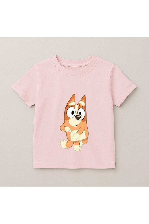 Bluey Bingo Printed Kids T-Shirt 100% Cotton Pink