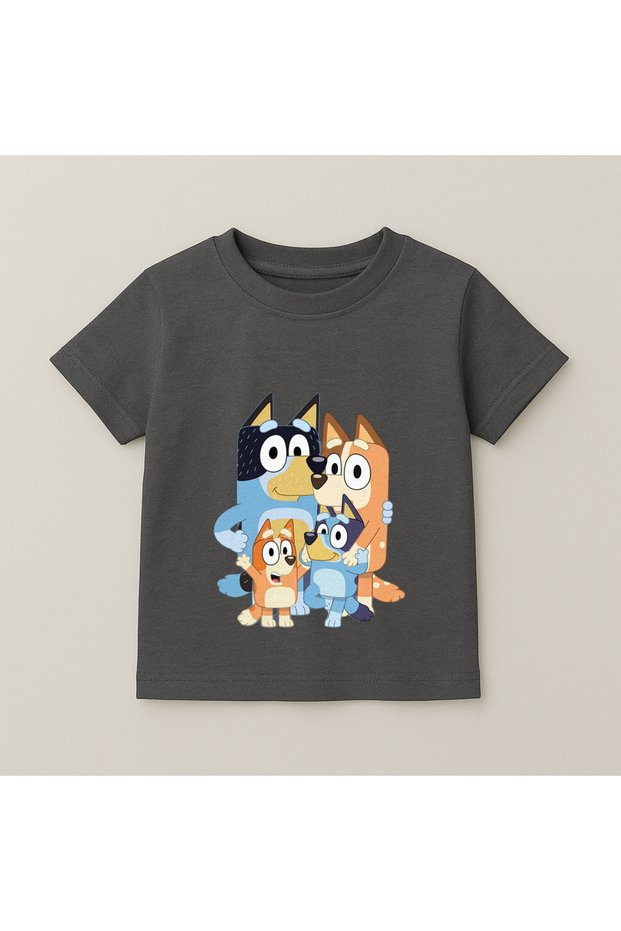 Bluey Family Printed Children's T-Shirt 100% Cotton Smoked