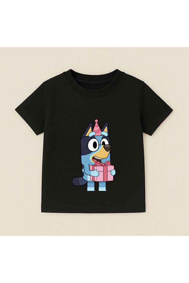 Bluey Gift Printed Children's T-Shirt 100% Cotton Black
