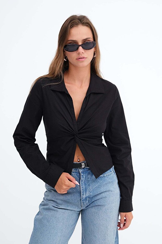 Shirt with Gathered Front and Tie G18582