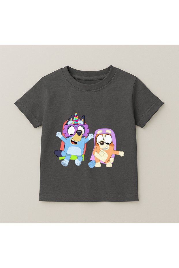 Bluey Costume Party Printed Kids T-Shirt 100% Cotton Smoked