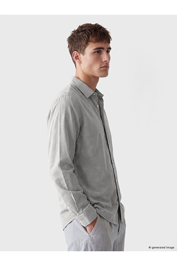 Lcw Vision Green Regular Fit Dobby Men's Shirt