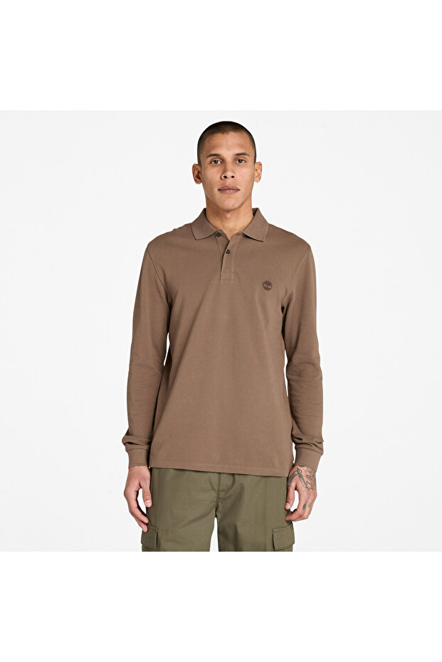 Millers River Ls Millers River Pique Pol Men's Brown Tshirt