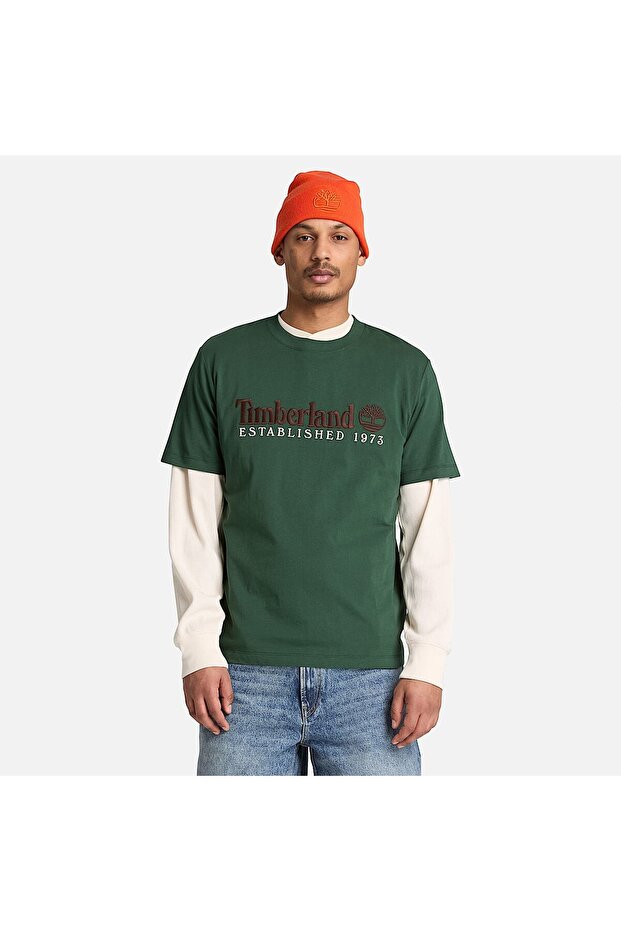 Established 1973 Ss Embroidered Tee Men's Green Tshirt