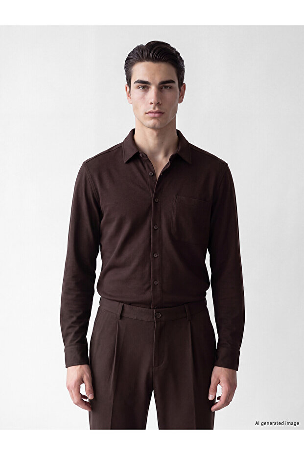 Lcwaikiki Classic Mürdüm Regular Fit Men's Shirt