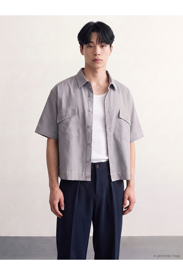 Xside Gray Loose Fit Men's Shirt