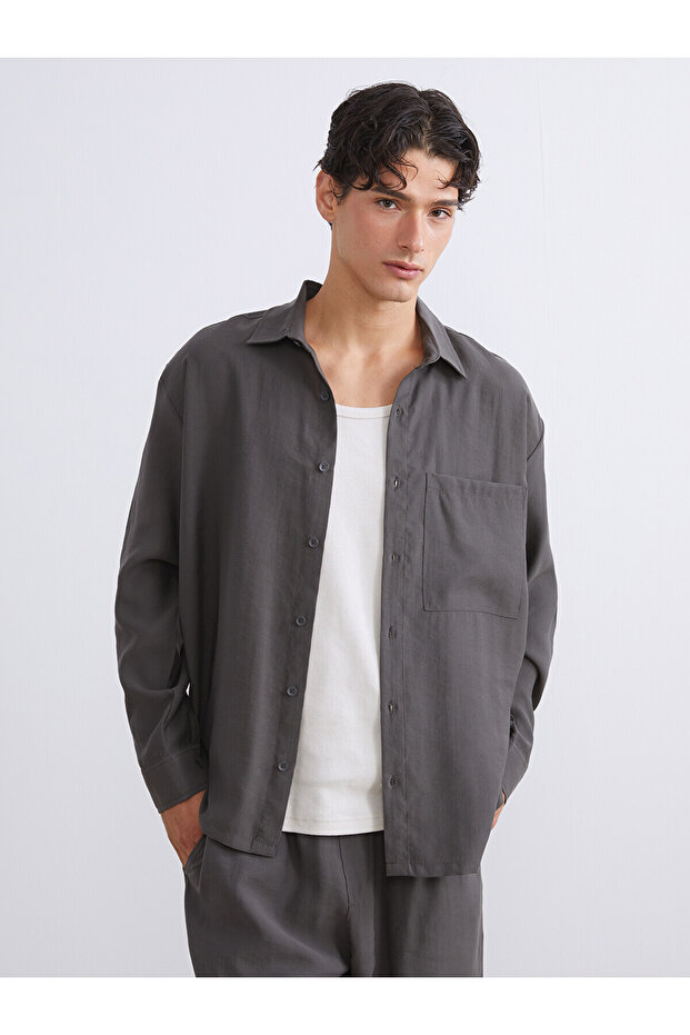 Anthracite Regular Fit Long Sleeve Men's Shirt