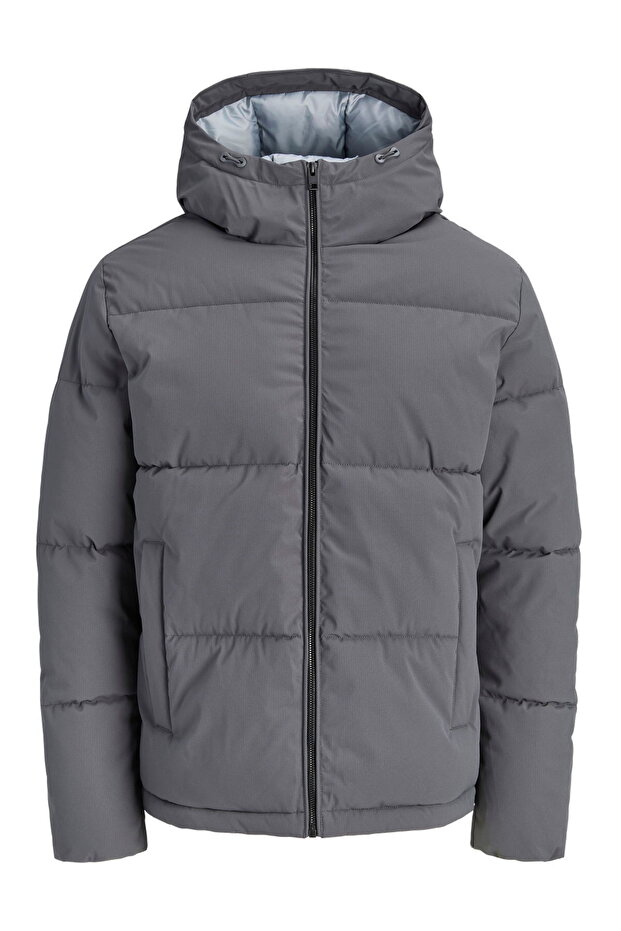 Plus Size Adjustable Lace-Up Hooded Puffer Jacket - Galaxy