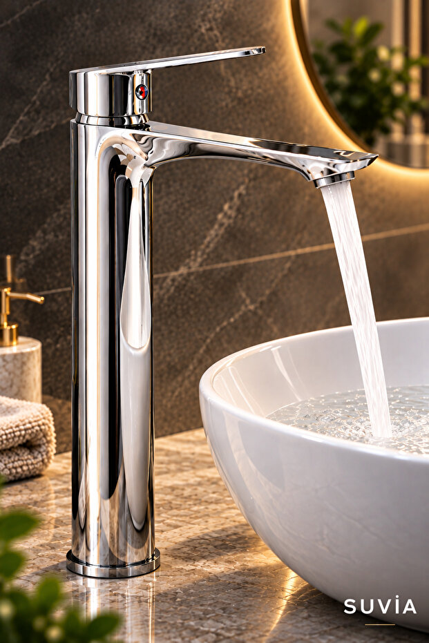 Basin Faucet High Body Chrome Basin Tap Hot Cold Water Mixer