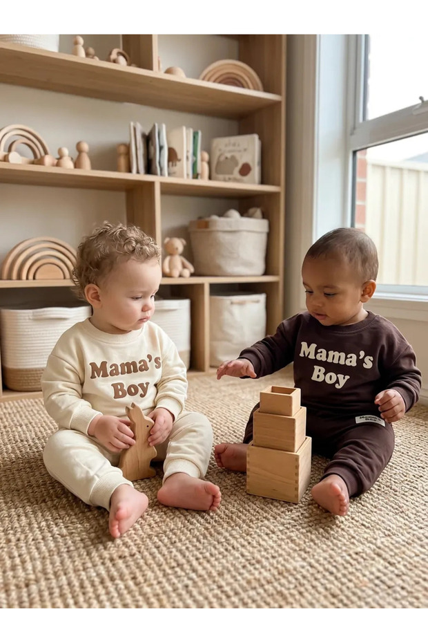 Baby boy's mama's boy tracksuit set - seasonal sweatshirt and pants set