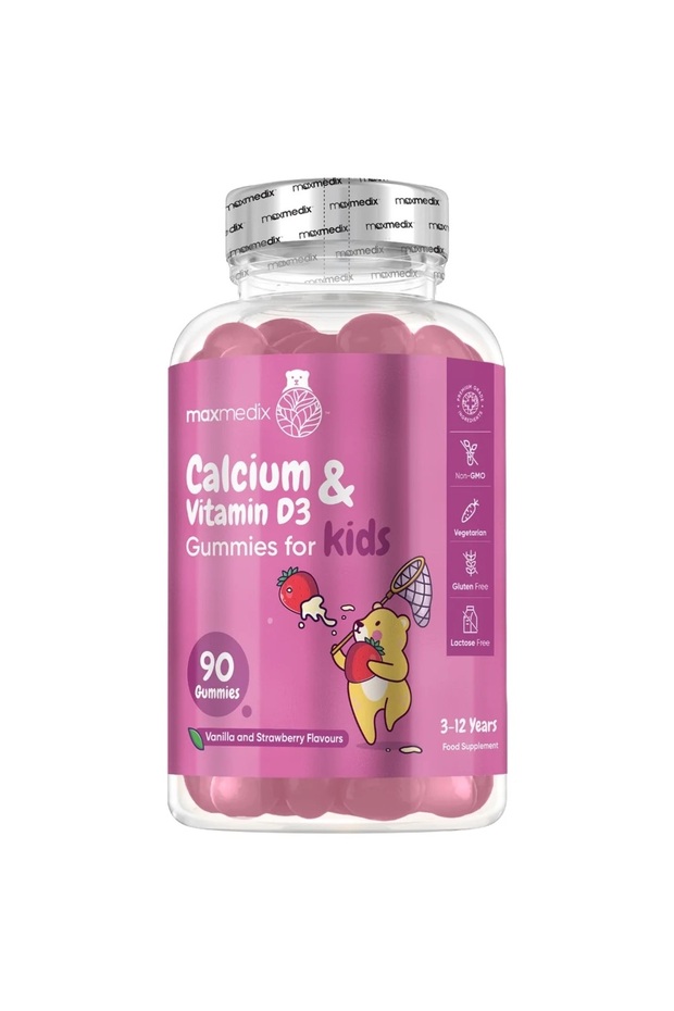 Calcium & Vitamin D3 Gummies for Kids 90 Gummies Vanilla and Strawberry