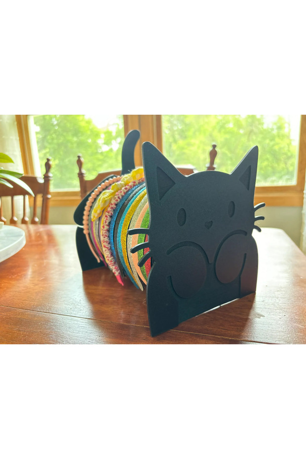 Cat Figured Hair Band Organizer Crown and Hair Accessory Holder Stand