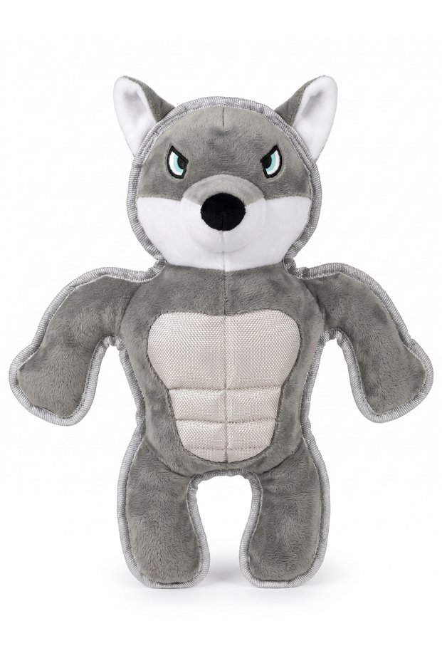 Sesli Kurt Plush Dog Toy - Ribbed Edge (Gray) (35 cm)