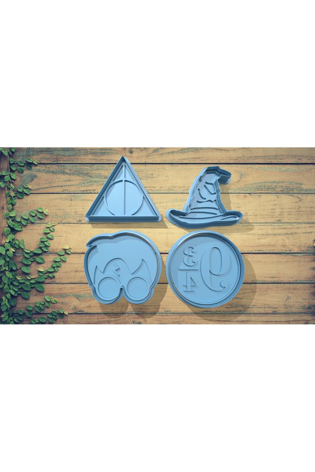 Wizard Themed Cookie Cutter Set of 4 – Magic Hat, Glasses, Deathly Hallows, and 9¾ Themed Cutters