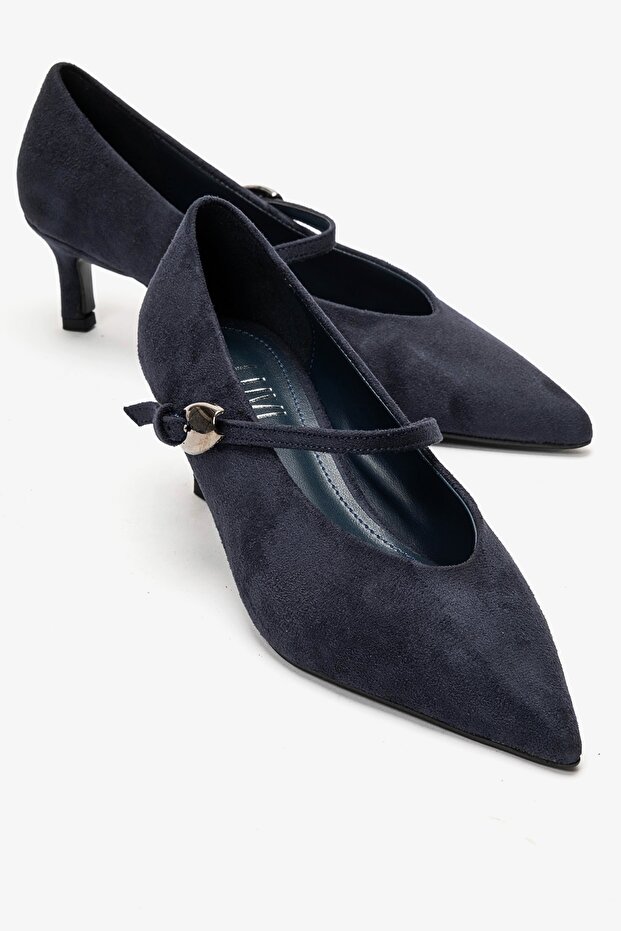 Cres Navy Blue Suede Women's Low Heel Shoes