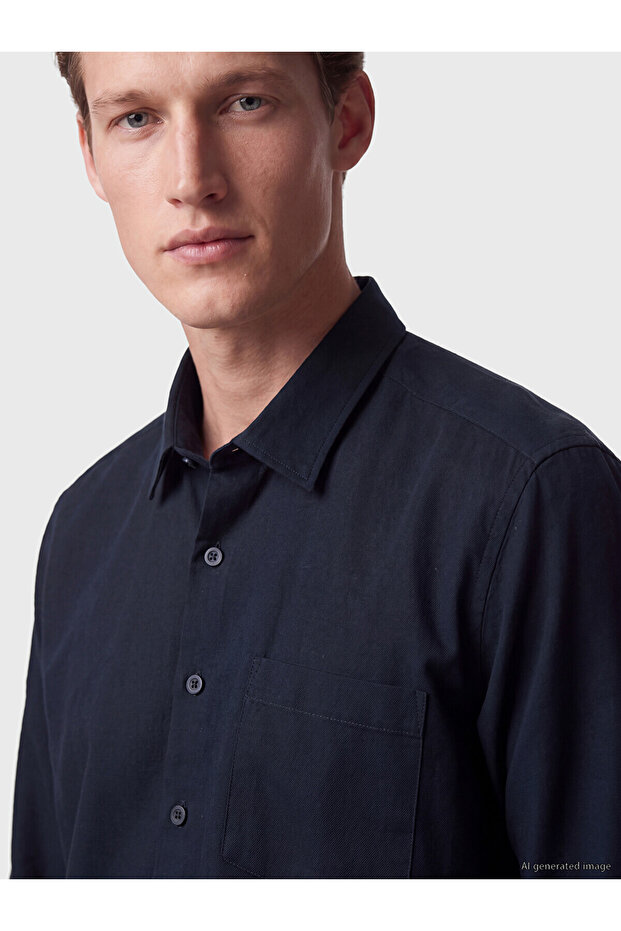 Southblue Navy Blue Regular Fit Gabardine Men's Shirt