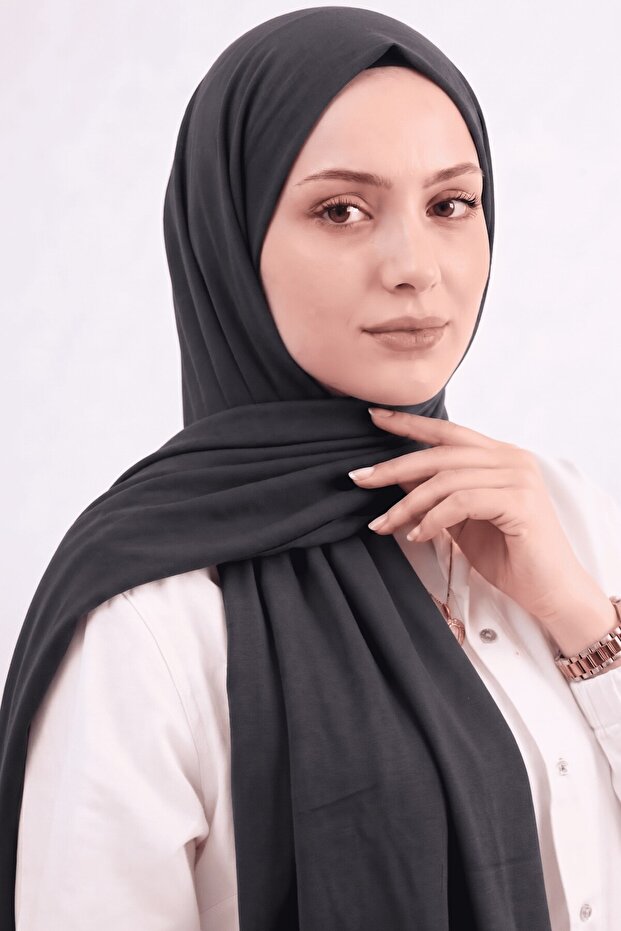 Women's Gray Combed Cotton Shawl with Lycra, Flexible, Non-Slip, Practical Daily Shawl
