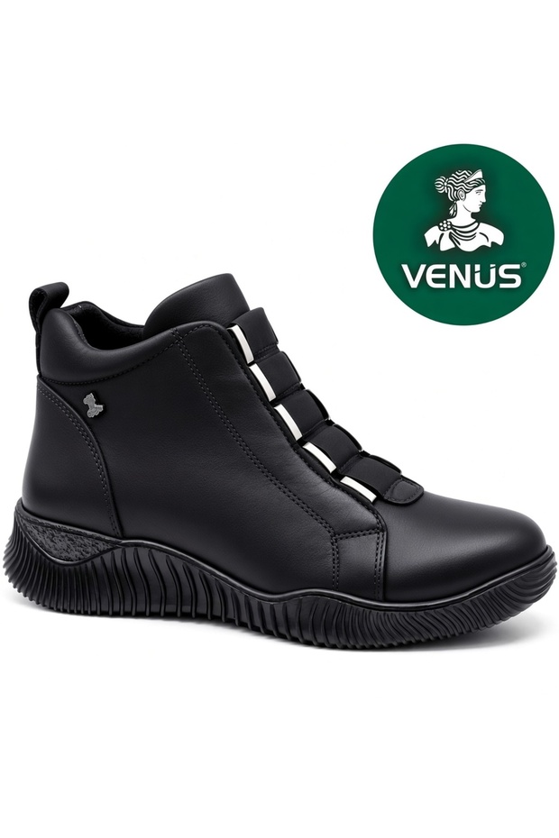 Kemal Aygün-Venüs Women's Genuine Leather Comfort Short Boots with Rubber Band