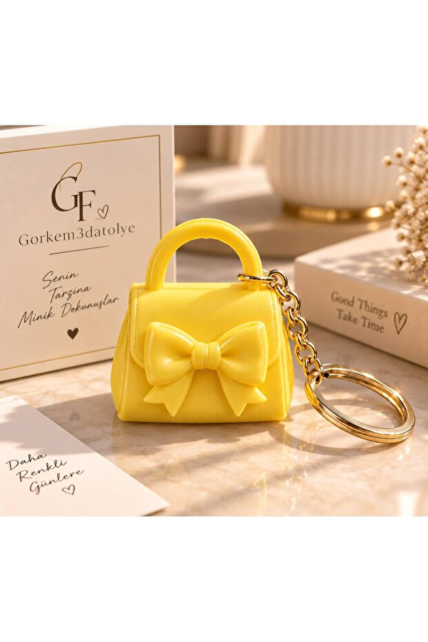 3D Printed Mini Bag Figure Keychain-Bow Tie Bag Charm