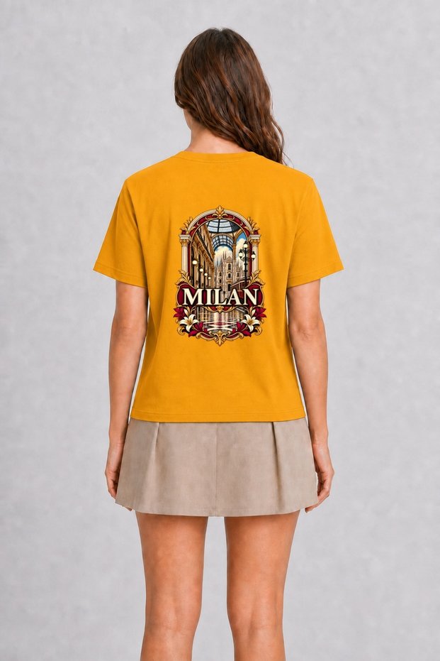 Milan Stylish Design T-Shirt - Back Print - Yellow