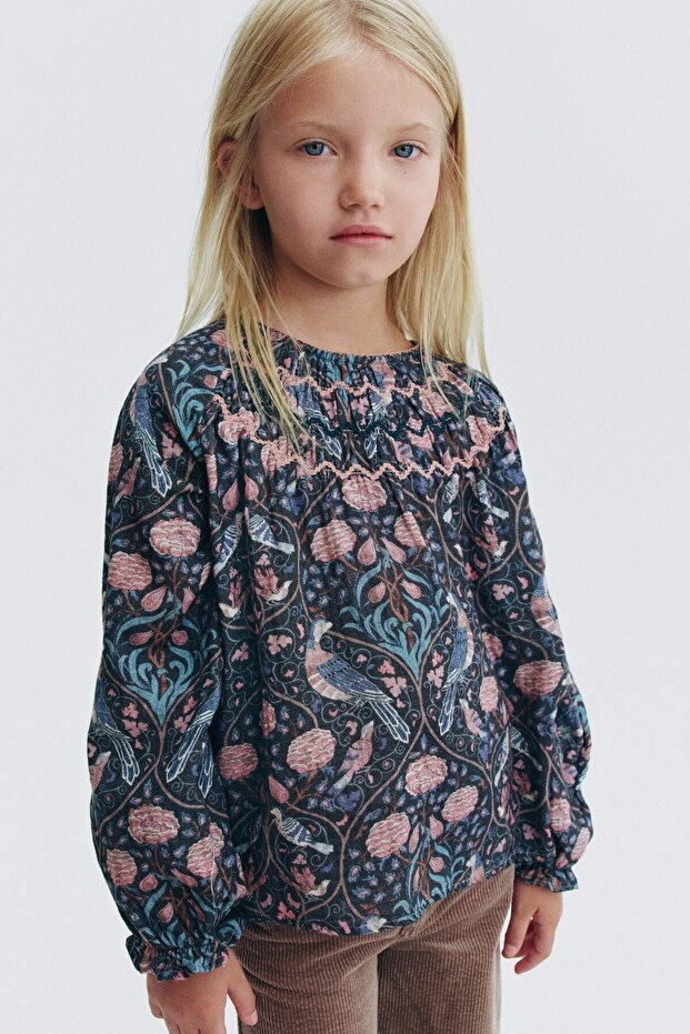 Desenli Muslin Bluz
