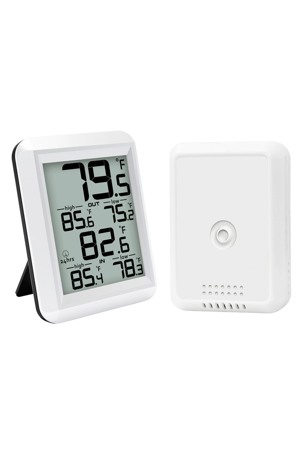 WHITE Smart Wireless Digital Thermometer- Indoor/Outdoor Temp Monitor with Min/Max Records 100m Ran
