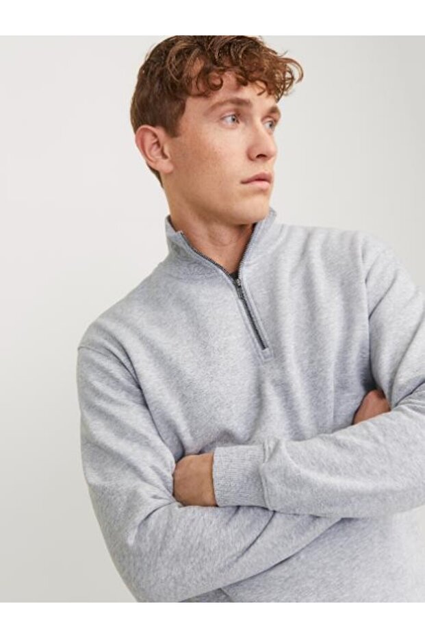 Jjebradley Sweat Half Zip L. Grey 12250747