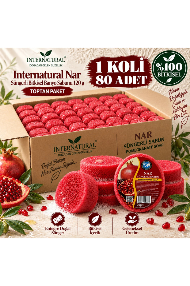 Internatural Pomegranate Sponge Herbal Bath Soap 80-Pack Box (80 X 120 g)