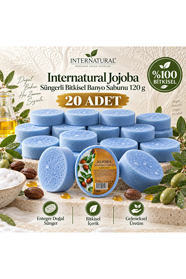 Internatural Jojoba Herbal Bath Soap with Sponge 20 Pack (20 X 120 g)