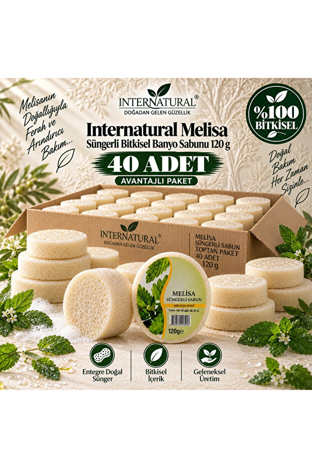 Internatural Melisa Sponge Herbal Bath Soap 40 Pack (40 X 120 g)
