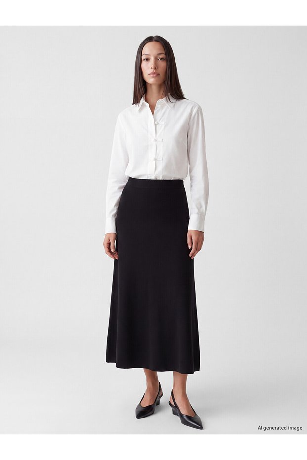 Alita City Farkıyla Lcw Everyday Black Knitwear Plain Long Women's Skirt