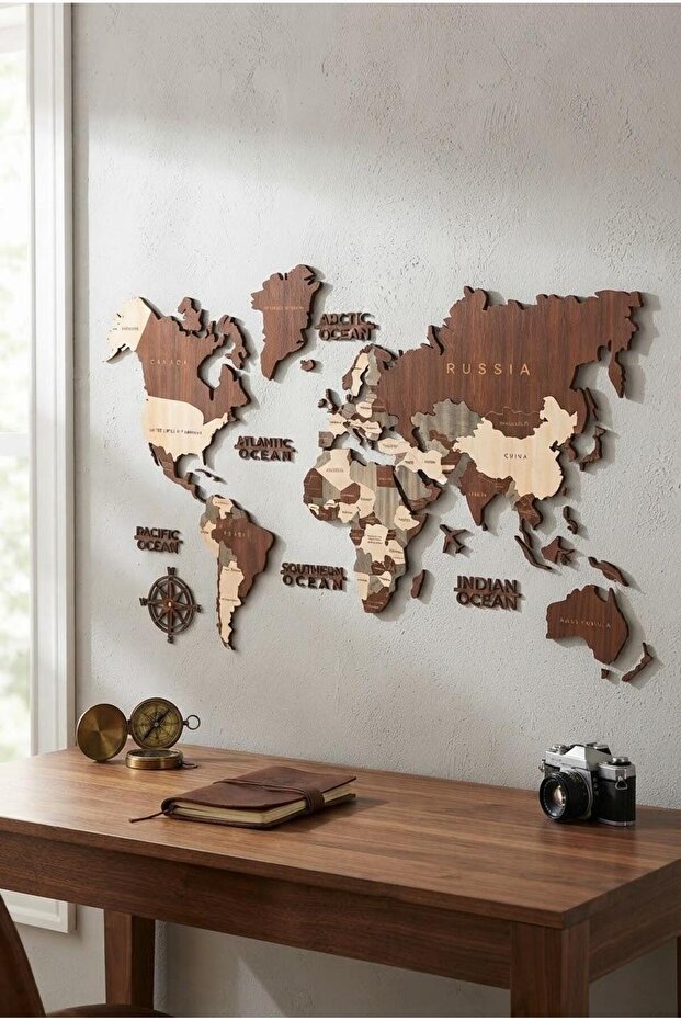 3D World Map, Office Wall Chart, Large Decorative Country Map 200X140 cm