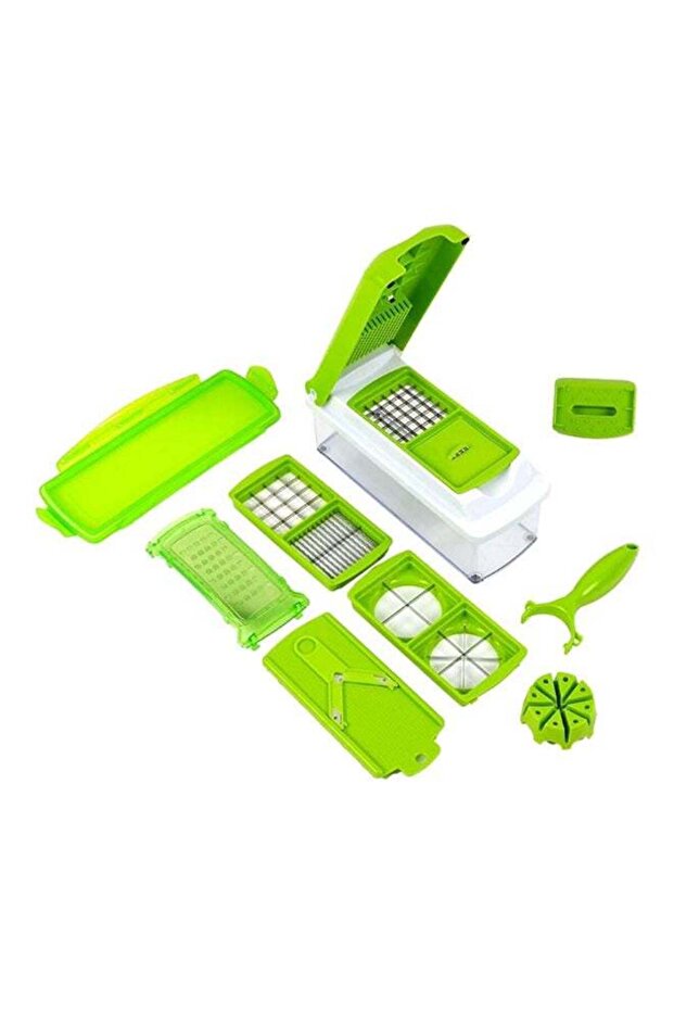 11-Piece Fruit And Vegetable Chopper And Slicer Set Green