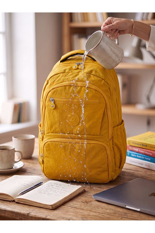 Unisex Waterproof Multi-Compartment Crinkle Middle School High School Backpack
