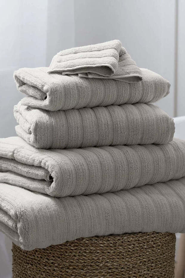 Rib Hydrocotton 100% Cotton Face Towel - Pearl Gray, 30 X 30 cm