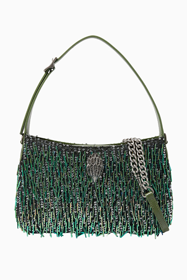 Bond Shoulder Bag Green Sequin Leather Shoulder Bag