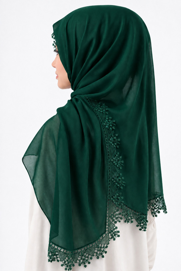 Women's Chiffon Lace Piece Needle Embroidered Mevlüt Shawl Evening Dress Shawl 70X150