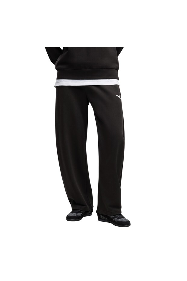 Women's Black Ess Relaxed Barrel Leg Pants Sweatpants